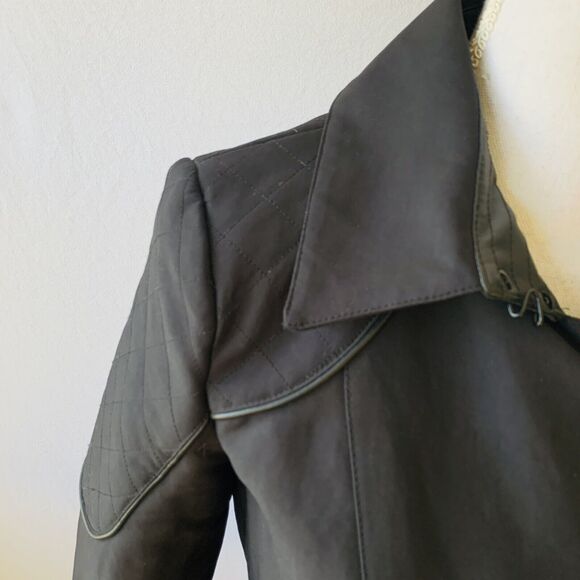 Sam Edelman Keegan Trench Coat Black Double Breasted Belt Zip Up Size XS - Picture 7 of 13